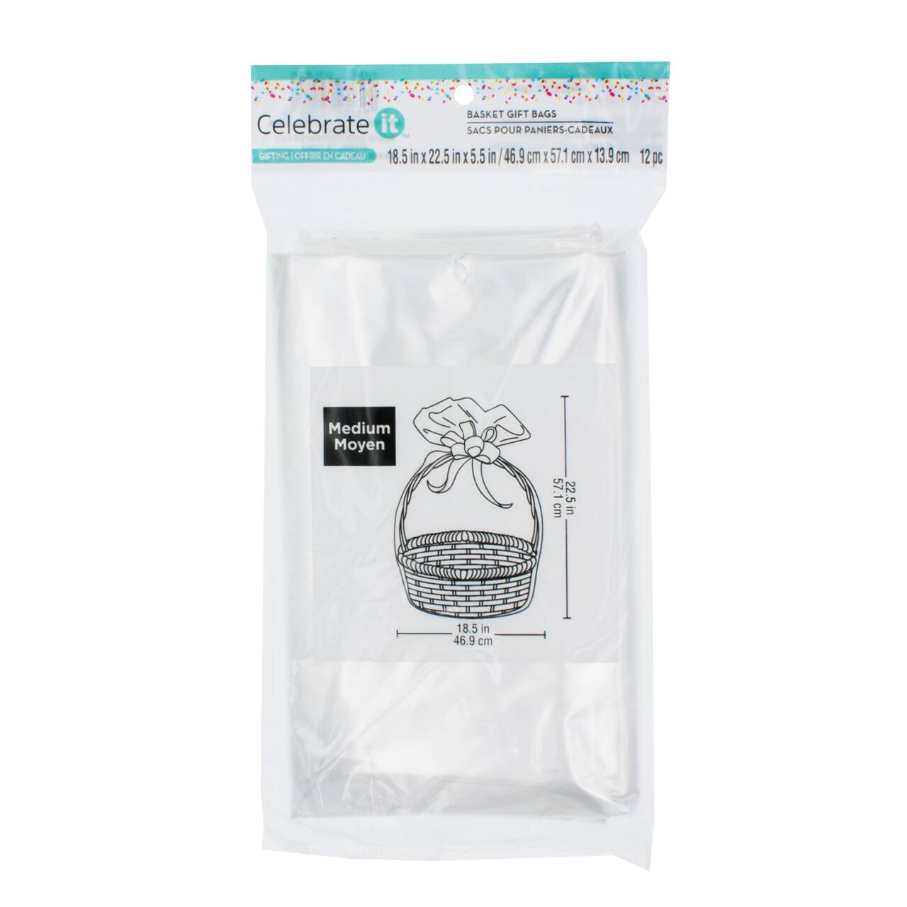 12 Packs: 12 ct. (144 total) Medium Clear Basket Gift Bags by Celebrate It™
